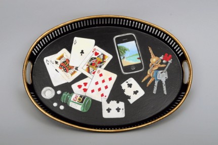 Tromp L'Oeil Cards, Humorous card game executed in oil paint, 7.5 x 13 inches