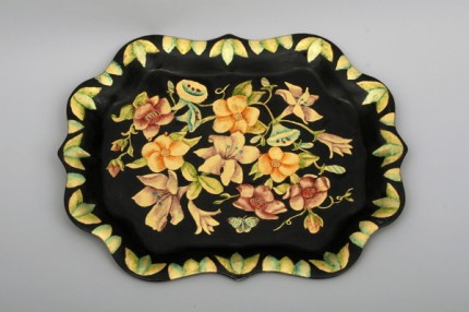 Multi-colored Flowers, Flowers executed in gold leaf with oil shading, 15 x 19 inches