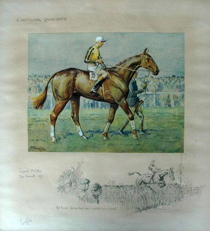 “A National Candidate” c. 1932, Print, 20 x 18 inches, with .75" black frame, Signed in pencil with Snaffles blind stamp
