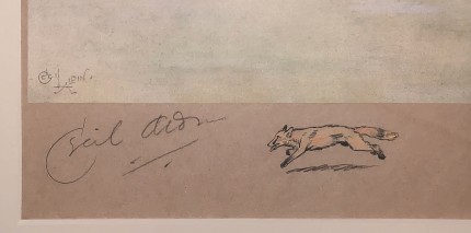 “The Pytchley Full Cry” Chromolithograph, 15 x 25.5 inches, 24 x 34.5 inches, Signed