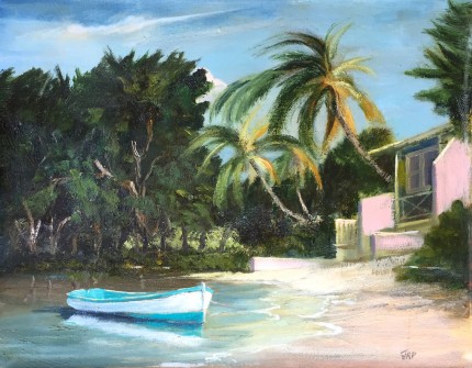 “Tropical Cove” Oil on canvas, 16 x 20 inches, Signed lower right