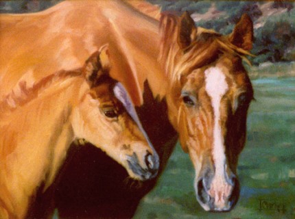 "Mommy and Me" Oil on canvas, 9 x 12 inches, Signed