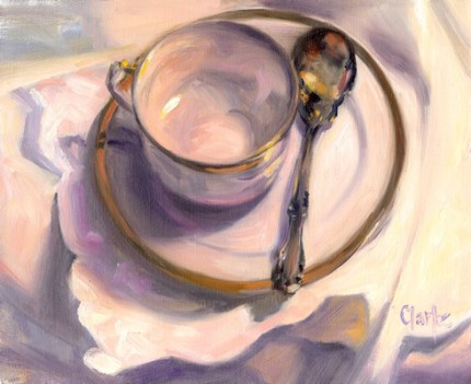 "Tea Time" Oil on canvas, 8 x 10 inches, Signed