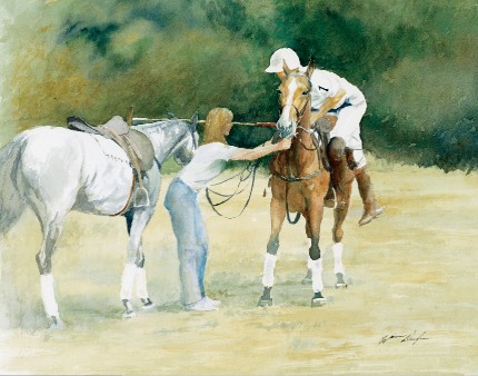 “Changing Mounts” Watercolour on paper, 20 x 24 inches, Signed lower right