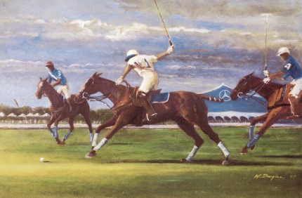 “Bridgehampton Polo” Oil on canvas, 24 x 36 inches, Signed | Iconic image having been on the cover of four Polo magazines in the early 1990s.