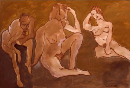 “Three Women” Gouache on Arches paper, 44 x 72 inches, 1988