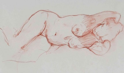 “Reclined Torso” Chalk on paper, 18 x 12 inches, 1975