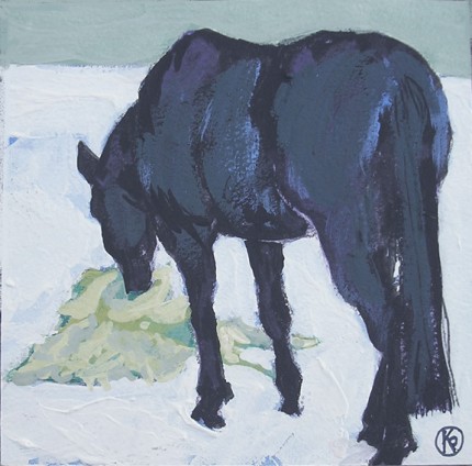 “Shades Of Black - Winter #1” Casein on paper, 4 x 4 inches, Signed