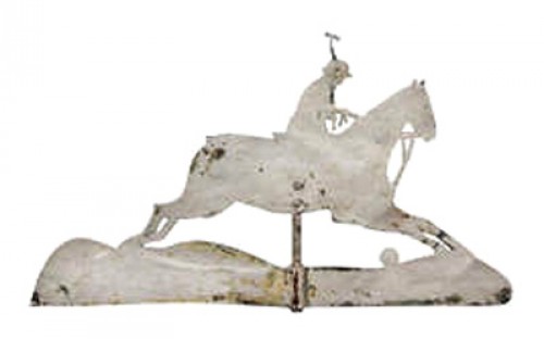 “Rare Antique Polo Playing Weathervane” 19th Century, 21 x 37.5 inches