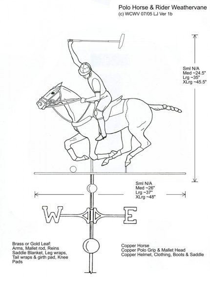 “Polo Horse and Rider Weathervane Design” Custom Orders Available