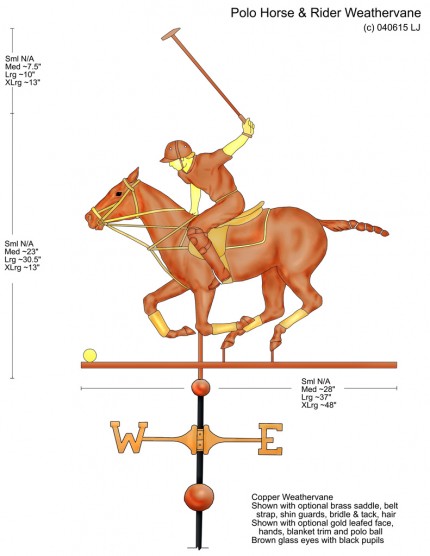 “Polo Horse and Rider Weathervane Design (With mallet up)” Design modification - Custom Orders Available
