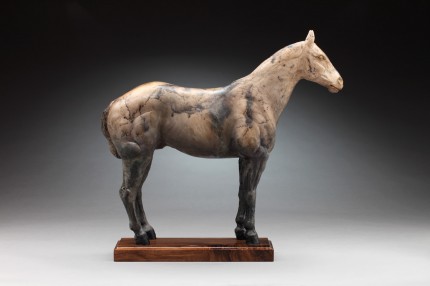 “The Polo Horse” Handbuilt in earthware clay, Horse hair fired