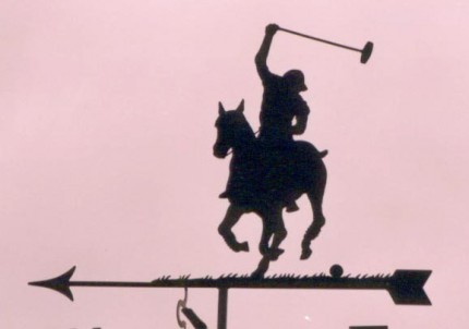 “POLO ‘Model D’ Weathervane” The polo player is 21 inches high (from arrow), Arrow length is 30 inches
