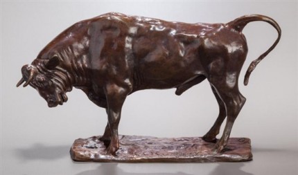 "Small Buffalo" Bronze with brown patina, Height: 5 ¾ inches