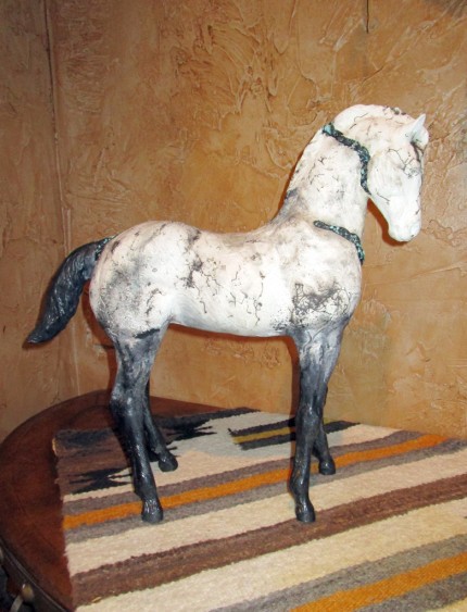 “Little Poco II” Horse hair fired clay, 18 x 18 inches