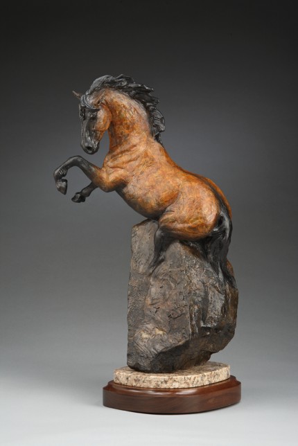 “The Dun Horse” Bronze, Edition 1/17, 22 x 14 x 10 inches, Signed & Numbered | Inspired by cave art at Lascaux, France.