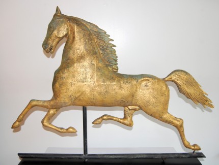 "Antique Blackhawk Weathervane" Late 19th Century, Full bodied molded copper, 35 x 31.5 x 3 inches