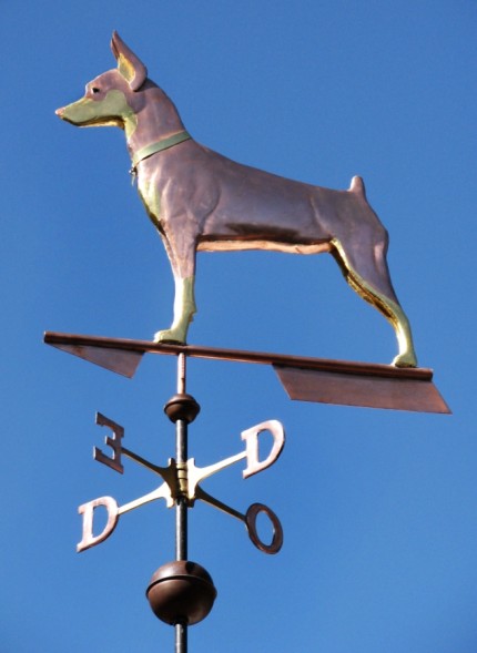 “Dominican Pinscher” Copper, Handmade glass eyes, Brass directionals, Chrome pivot balls, Optional gold leafing | Small, Medium, Large, X-Large
