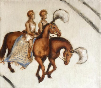 “Rafi and Galliano I” Aida, Oil on linen, 14 x 16 inches, Signed, Gallery wrapped