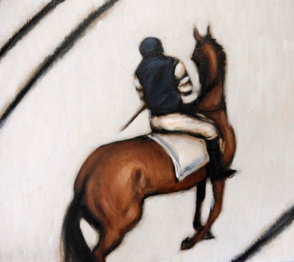 “At The Track II” Oil on linen, 14 x 16 inches, Signed