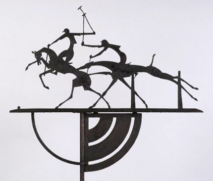 William Hunt Diederich (1884-1953) "Polo Players Weathervane" c.1926, Wrought iron and sheet iron, 86 x 46 x 23.5 inches
