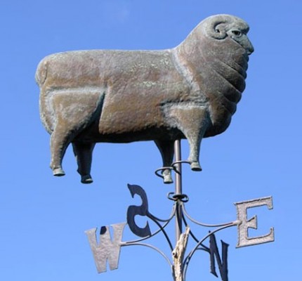“Ram Weathervane” 25 inches long, Available with 23.5 kt gold leaf