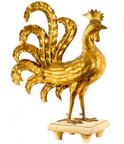 "Rooster" French, c. 1950s, Gilt & Copper, 33 x 23 x 14 inches, Good condition