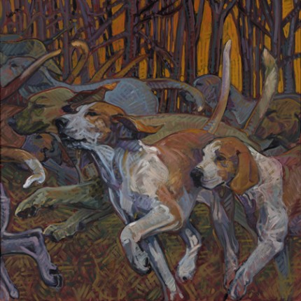 "Kennel Bound" 2010, Oil on linen, 40 x 40 inches, Signed 
