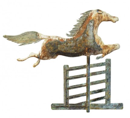 “Steeplechase Weathervane” 1852-1867, Molded copper and mixed metals, 32 x 34 inches