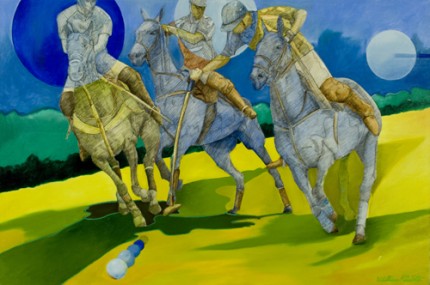"Polo Moonlight" 2010, Mixed media, 24 x 36 inches, Signed