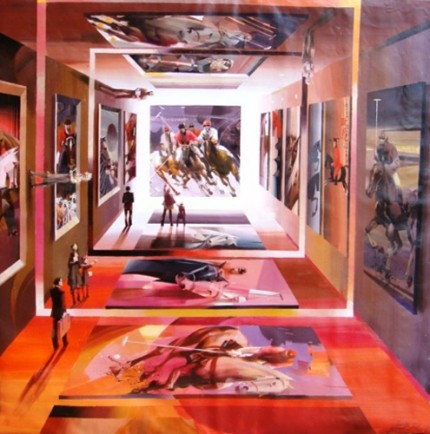 “The World of Polo” Oil on canvas, 1 x 1 meter, Signed
