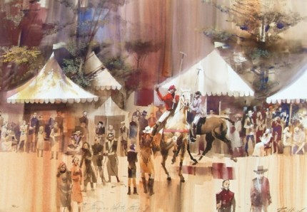 “To Stomp or Not to Stomp” Watercolour on paper, 92 x 66 cm, Signed