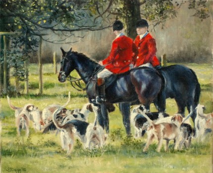 “10 o clock, Belmont Hall - The Cheshire Forest Hunt” 2010, Oil on canvas, 10 x 12 inches, Signed