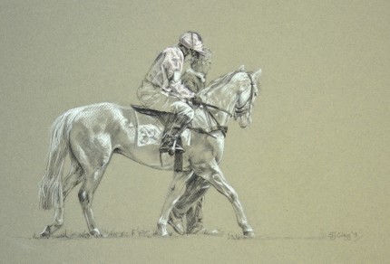 “Pretty in Pink” 2013, Charcoal and white chalk on canson paper, 11 x 17 inches, Signed & Framed