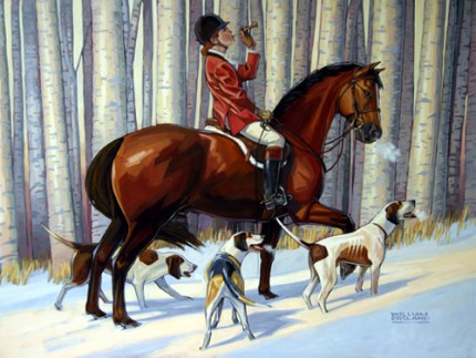 “A Christmas Hunt” Acrylic on board, 30 x 40 inches, Signed