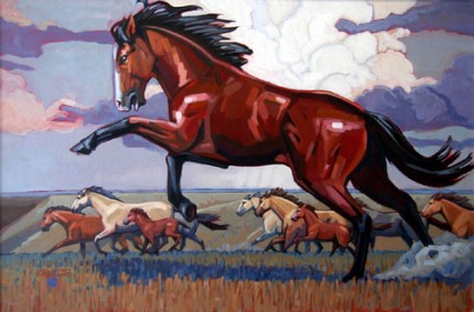 “Herd Boss” Acrylic on canvas, 20 x 30 inches, Signed