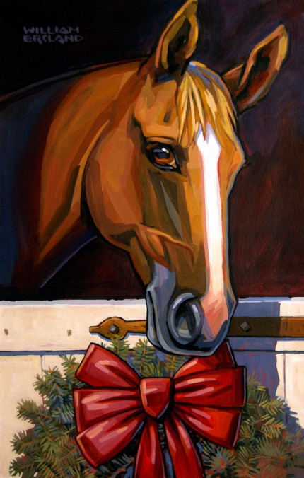 “Barn Greetings!” Acrylic on board, 20 x 13 inches, Signed