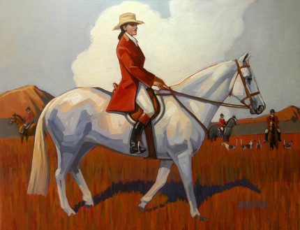 “Fox Hunting in the West” Acrylic on board, 16 x 20 inches, Signed