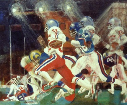 "Go Bud" Oil and Acrylic on board, 20 x 24 inches, Signed