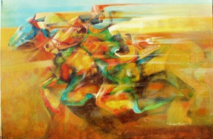 "Electric Avenue - Fused" Acrylic on canvas, 20 x 30 inches, Signed