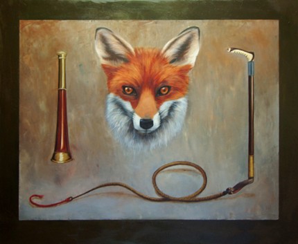 "Monsieur Fox Mask" Oil on canvas, 48 x 60 inches, Signed