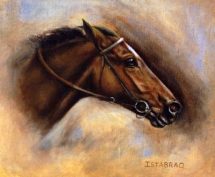 Istabraq in motion, Oil on Canvas, 8 x 10 inches