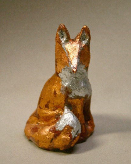 “Little Red Fox” Limited Edition Artist Proof of 25, Copper and silver leaf concrete, 2.25 x 2 x 3.5 inches, Signed on the bottom of work