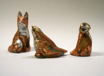 “Little Critters” Silver/ Copper and gold leaf concrete