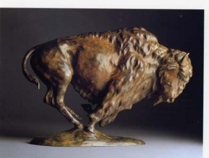 "Bison" Bronze, Edition of 9, Mottled brown patination, 12 x 18 inches
