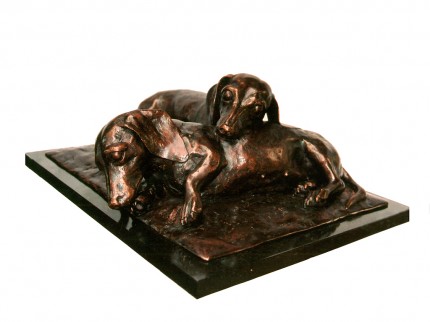 Dachshunds, Bronze, Edition of 3, 17 x 50 x 37 cm