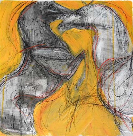 “Duel” Mixed media on paper, 16 x 16 inches