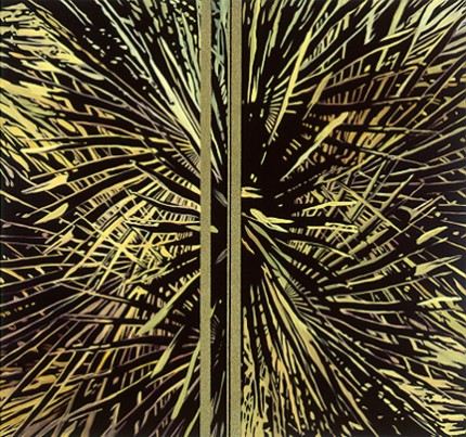 "Palms" Diptych, Oil/Alkyd/Sand on canvas, 66 x 70 inches, Signed