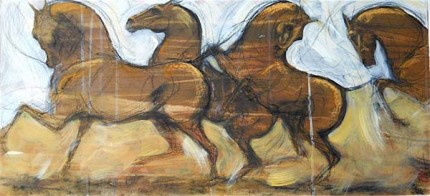 “Sand Storm” Mixed media on paper, 16 x 32 inches