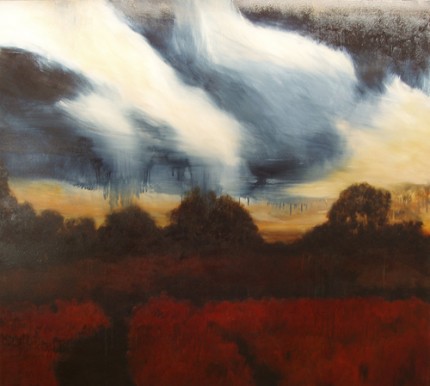 "Vineyard Storm" Oil on canvas, 56 x 62 inches, Signed